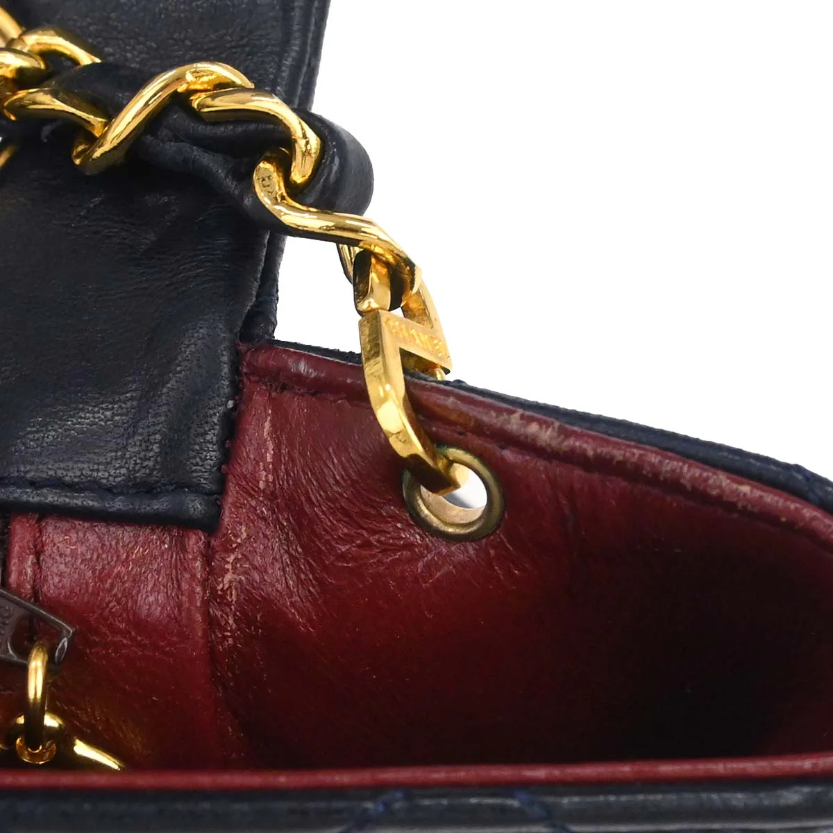 Chanel Navy Lambskin Classic Square Flap Shoulder Bag 20 - Image 16