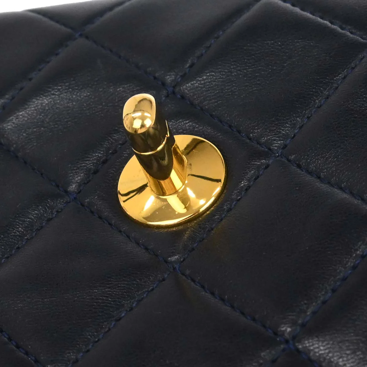 Chanel Navy Lambskin Classic Square Flap Shoulder Bag 20 - Image 20