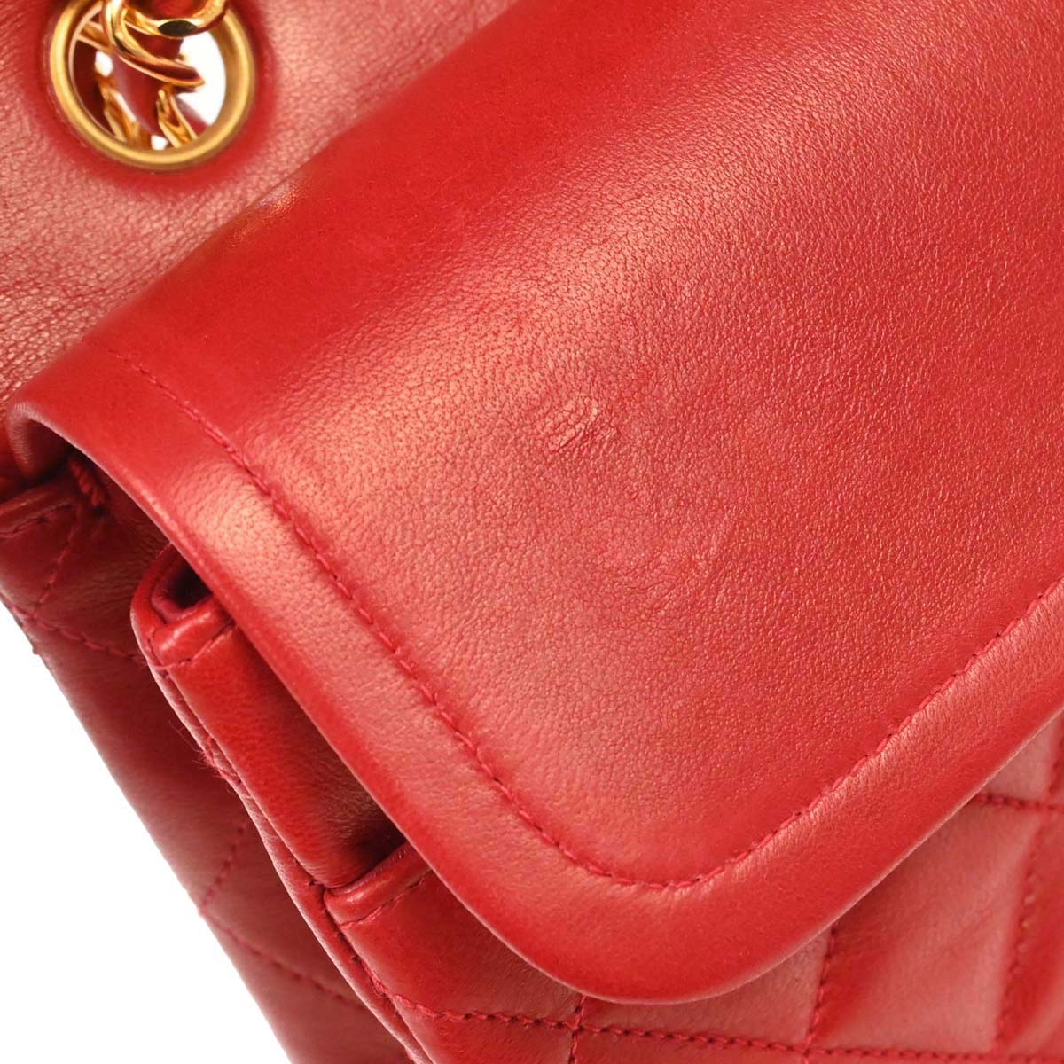 Chanel Red Lambskin Medium Classic Double Flap Shoulder Bag - Image 16