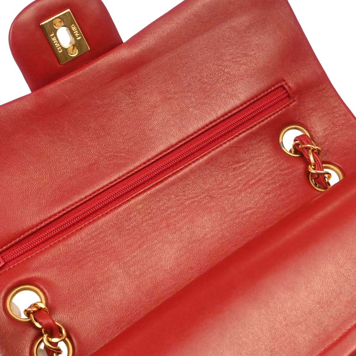 Chanel Red Lambskin Medium Classic Double Flap Shoulder Bag - Image 17
