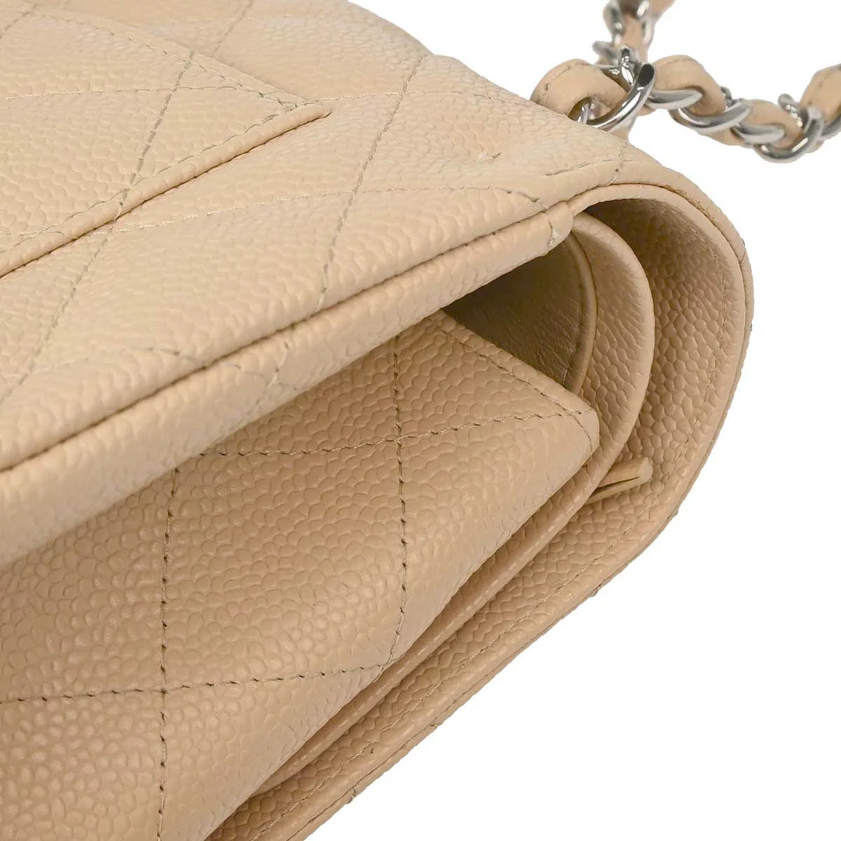 Chanel 2013-2014 Beige Caviar Jumbo Classic Double Flap Shoulder Bag - Image 12