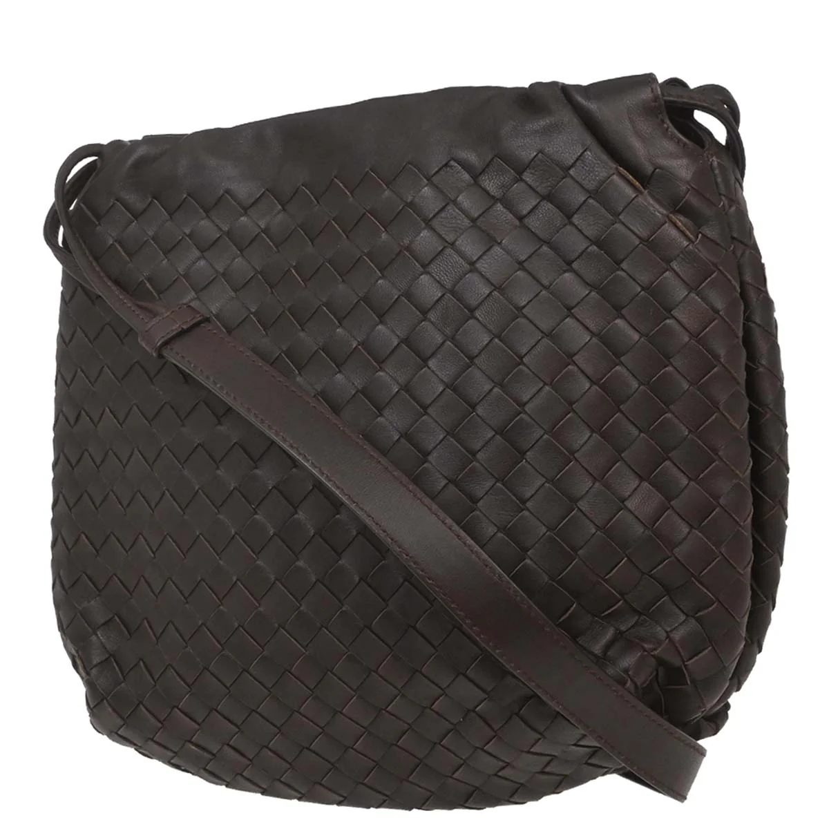 Bottega Veneta Brown Lambskin Intrecciato Shoulder Bag - Image 2