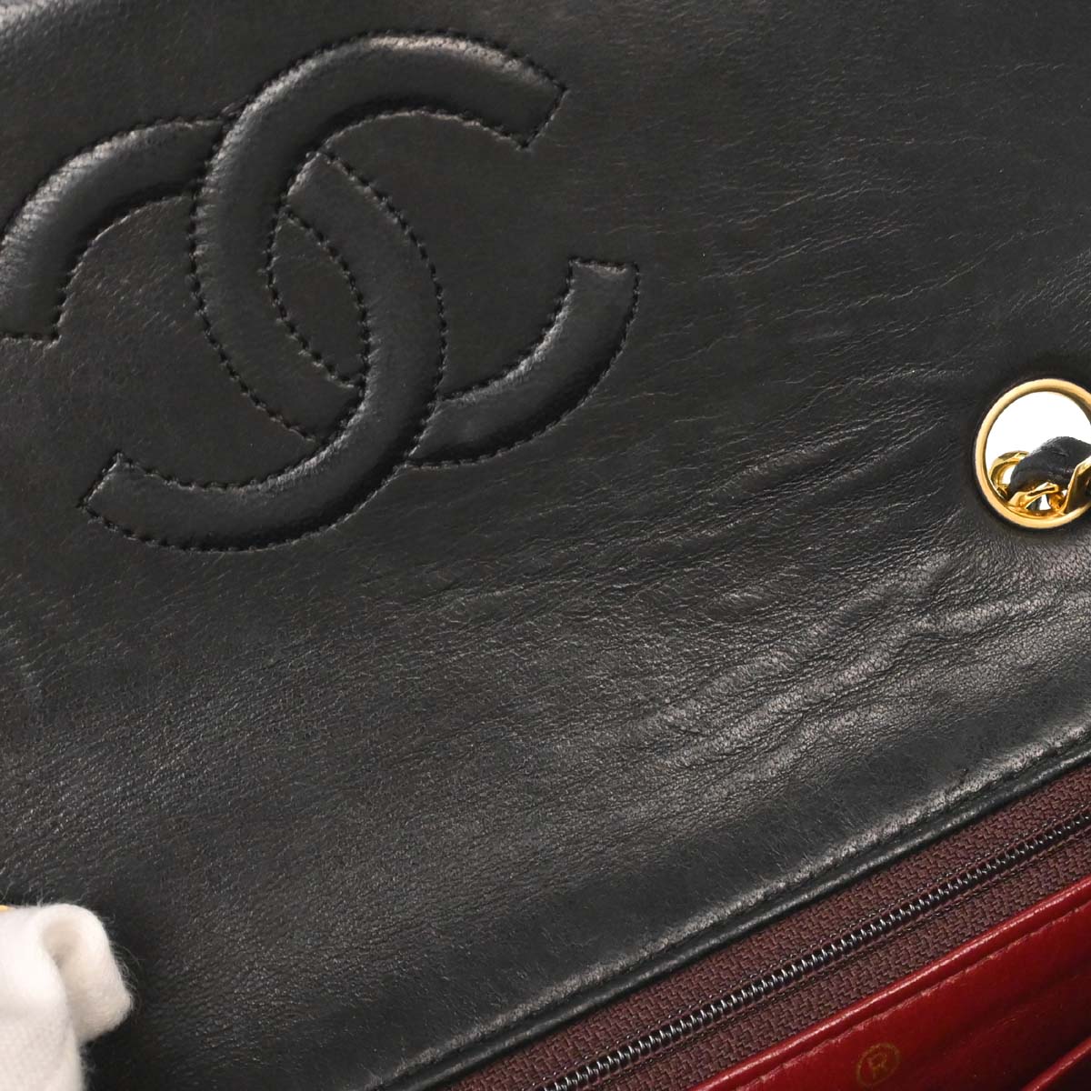 Chanel Black Lambskin Classic Square Flap Shoulder Bag 20 - Image 13