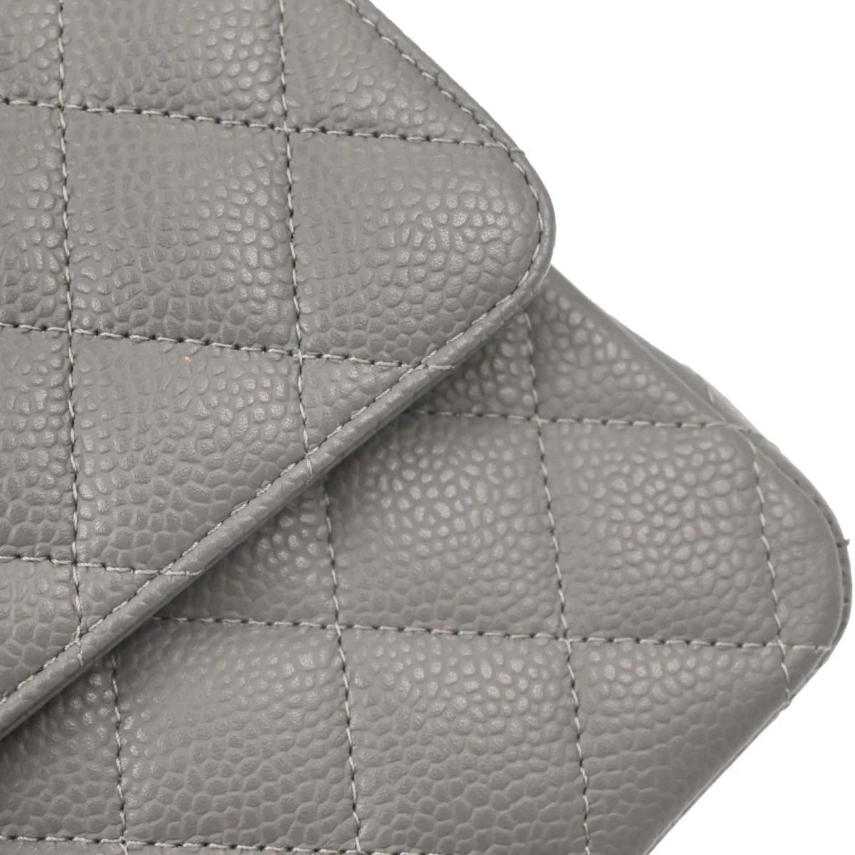 Chanel Gray Caviar Skin Medium Classic Double Flap Shoulder Bag - Image 10