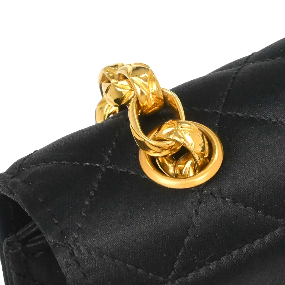 Chanel Black Satin Straight Flap Shoulder Bag - Image 6
