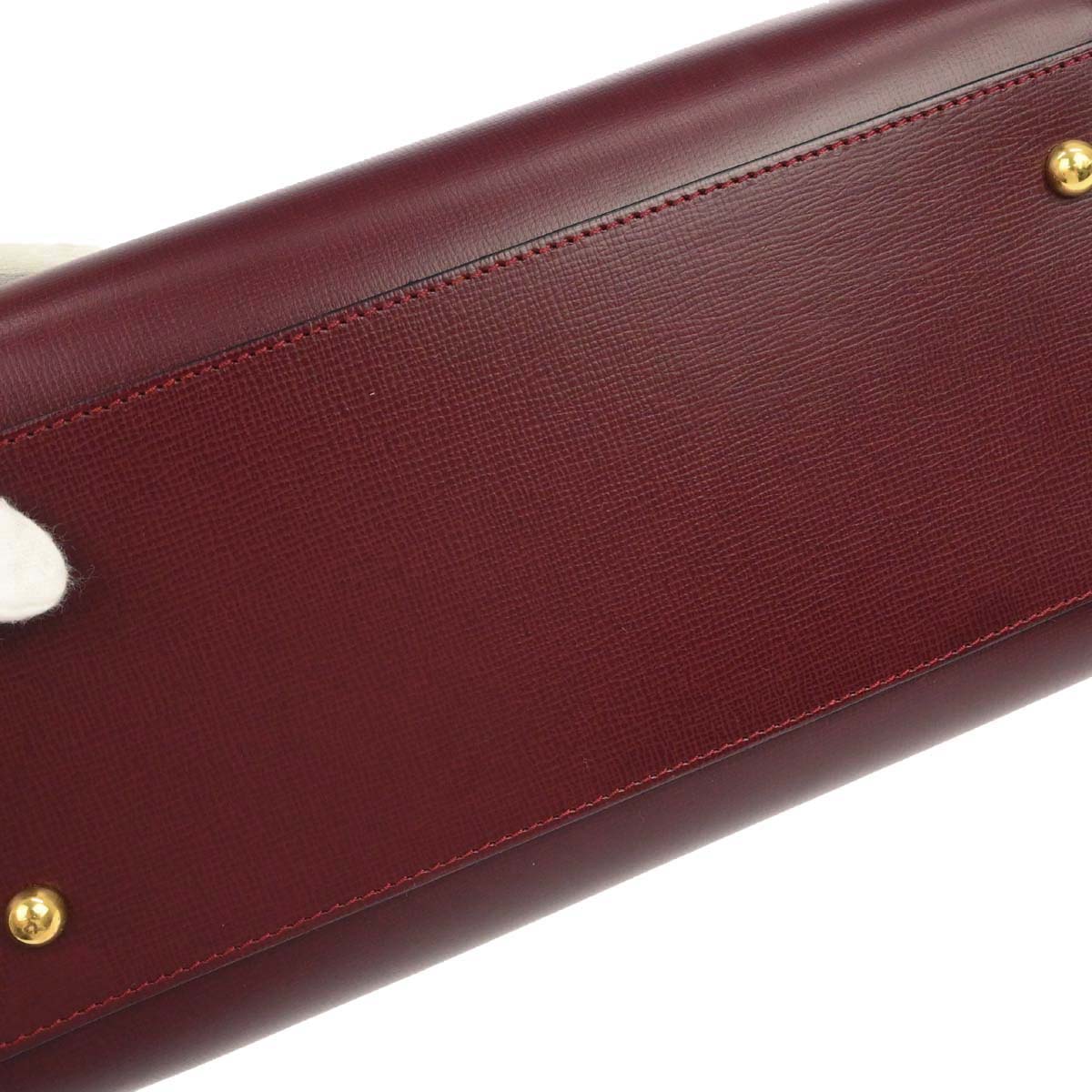 Cartier Bordeaux Leather Handbag - Image 11