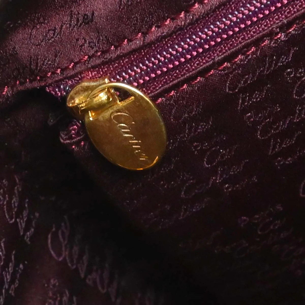 Cartier Bordeaux Leather Handbag - Image 18