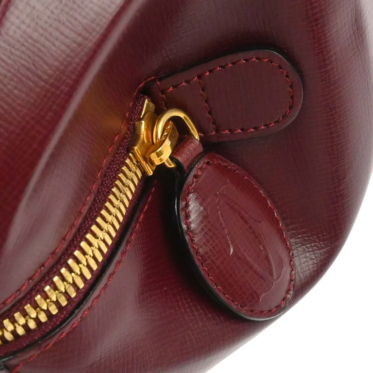 Cartier Bordeaux Leather Handbag - Image 4