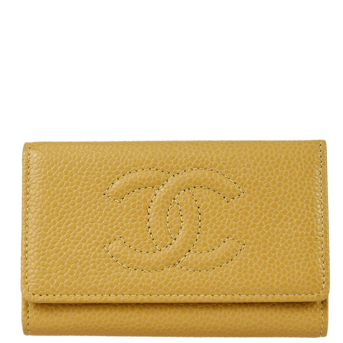 Chanel 2004-2005 Beige Caviar Timeless Key Case