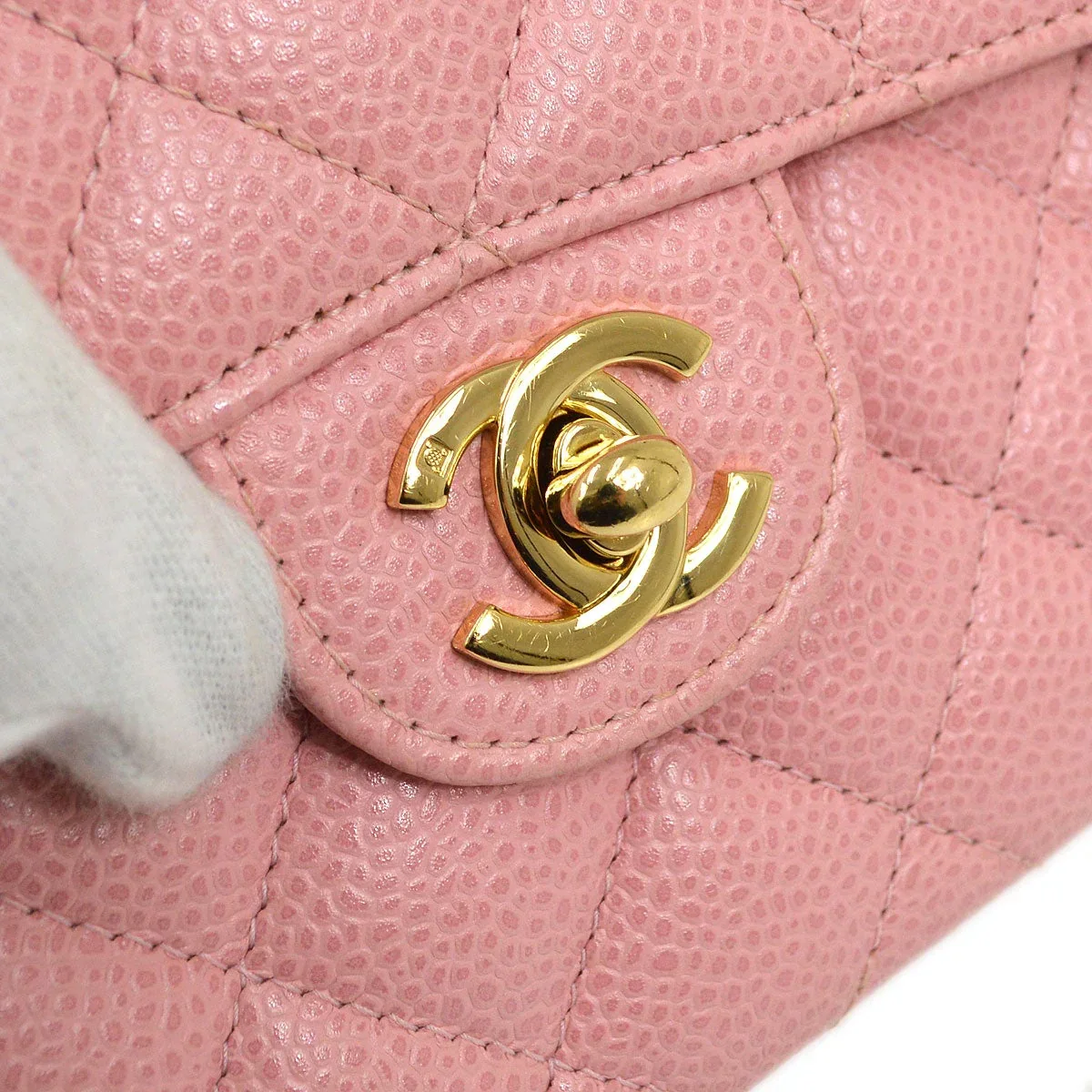 CHANEL * 2004-2005 Classic Square Mini Pink Caviar - Image 4