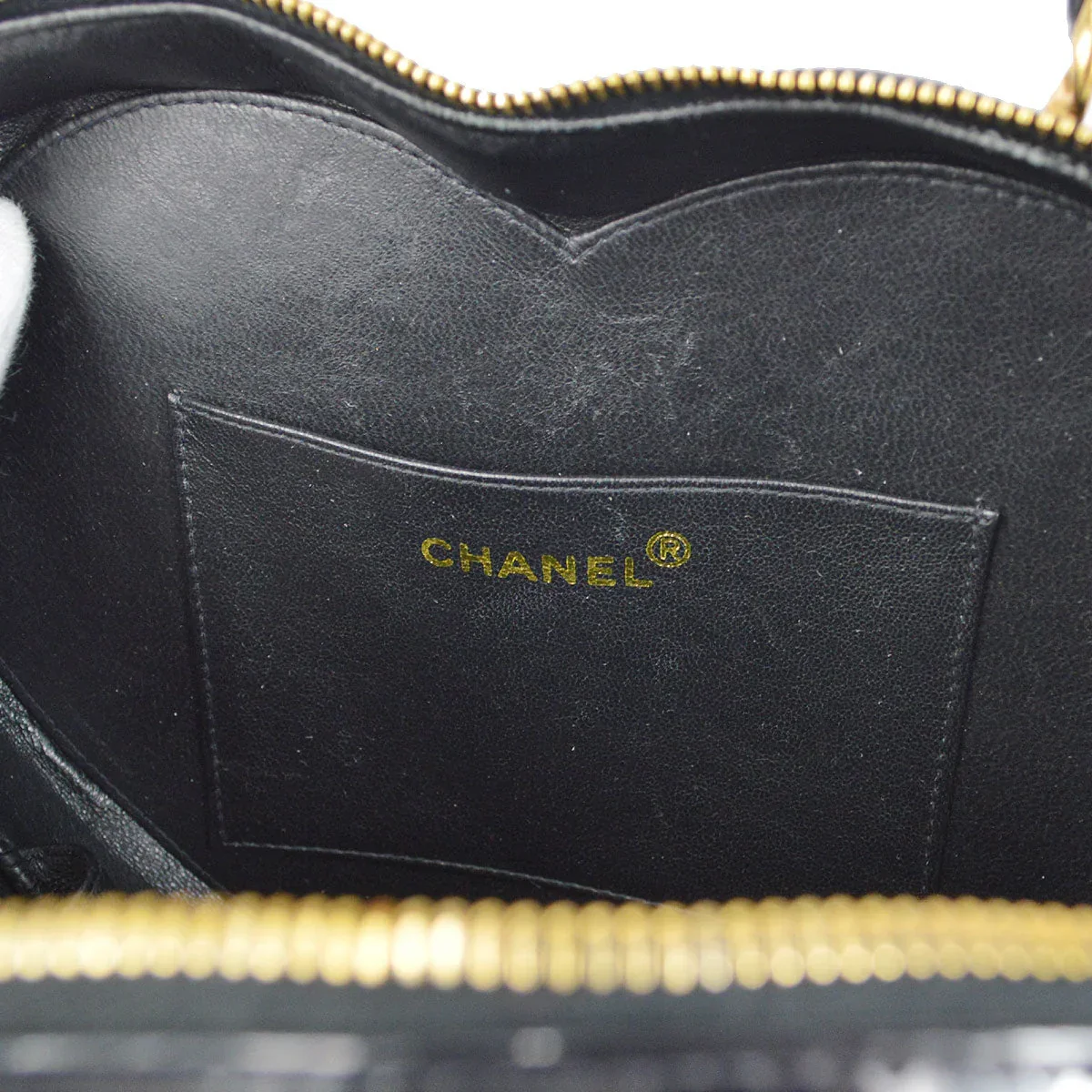 Chanel Heart Cosmetic Vanity Handbag Black Patent - Image 9