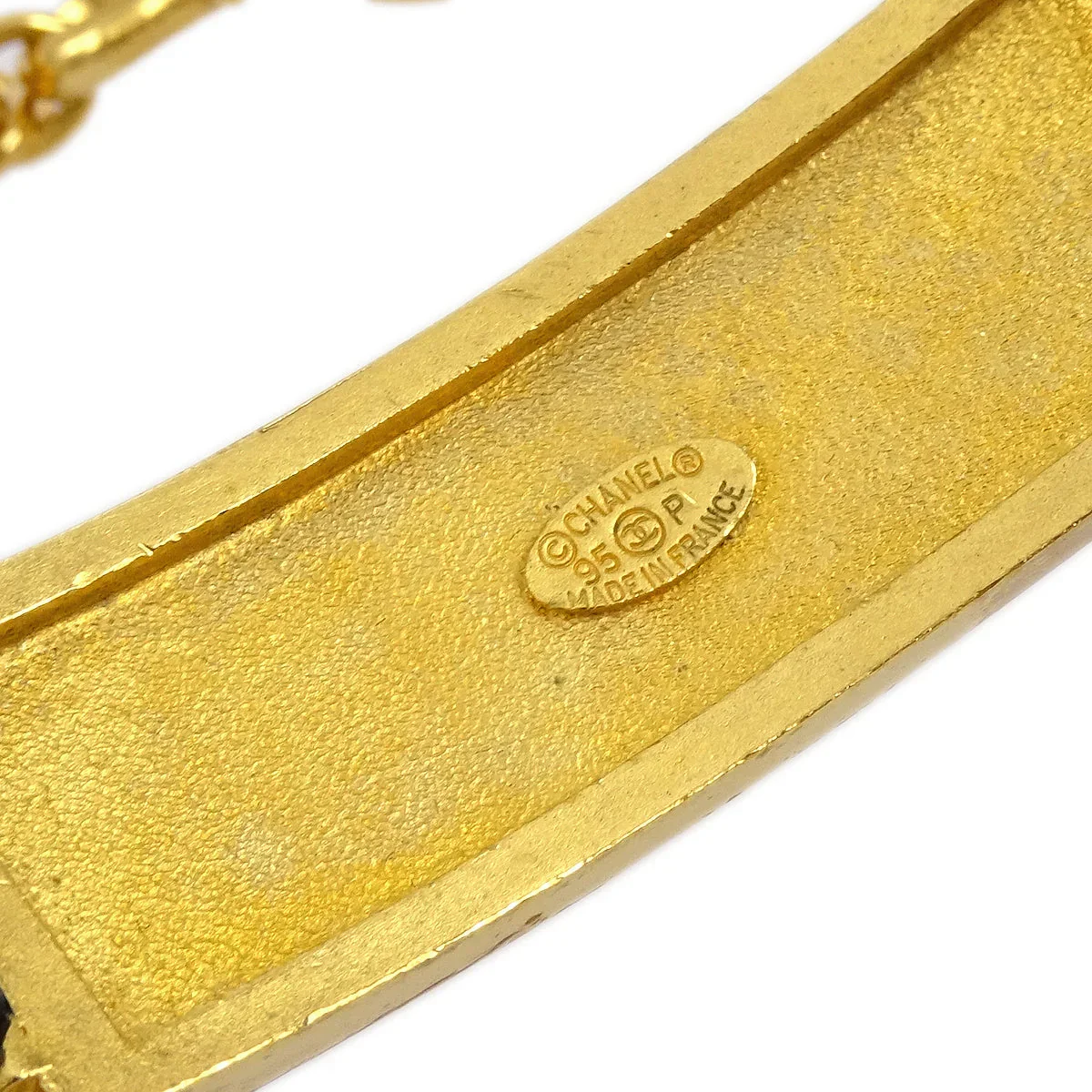 Chanel * 1995 Black & Gold Logo Plate Choker - Image 4