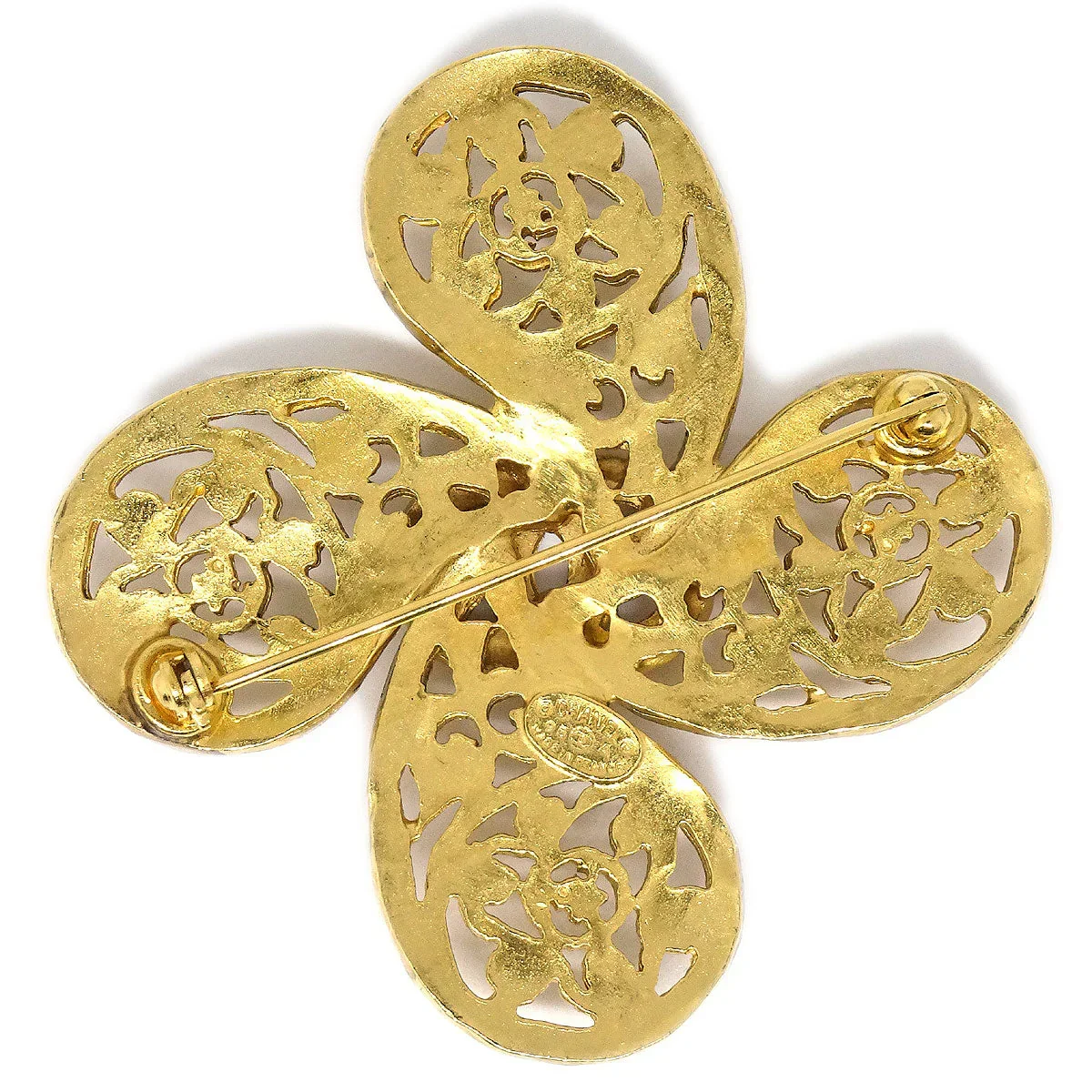 CHANEL 1995 Fretwork Paisley Brooch Gold - Image 2