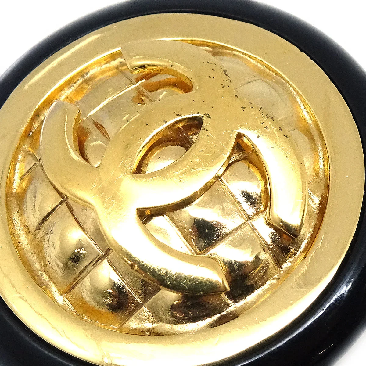 Chanel Black & Gold CC Earrings Clip-On - Image 2