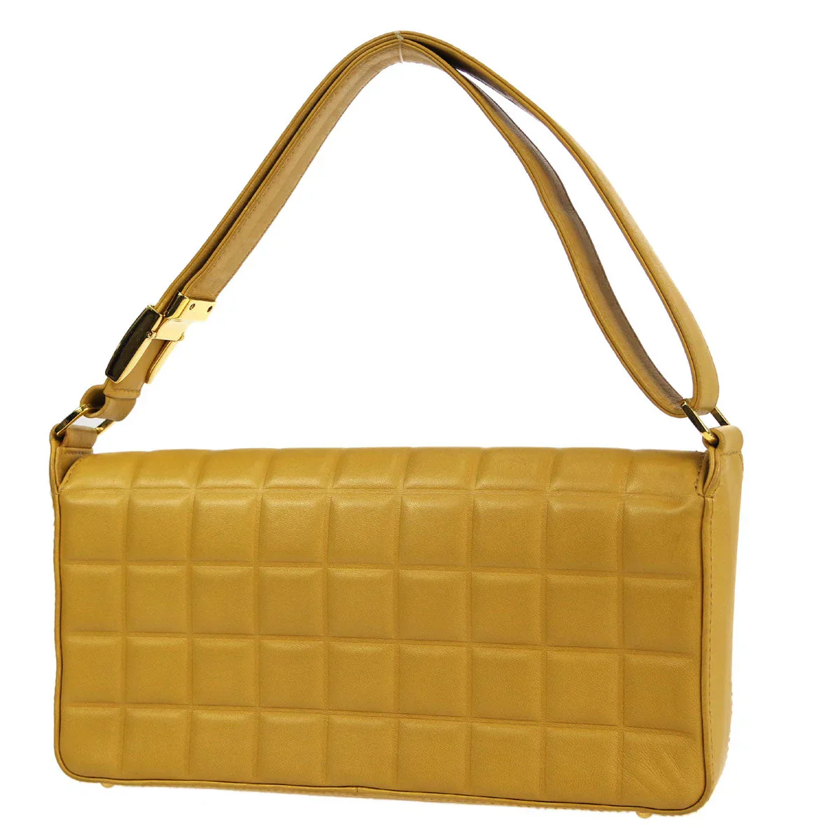 Chanel 2003-2004 Beige Lambskin Choco Bar Shoulder Bag - Image 2
