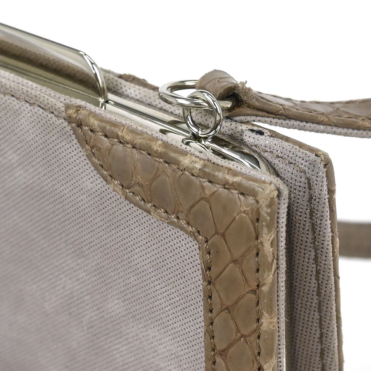 Loewe * Beige Suede Python Handbag - Image 6
