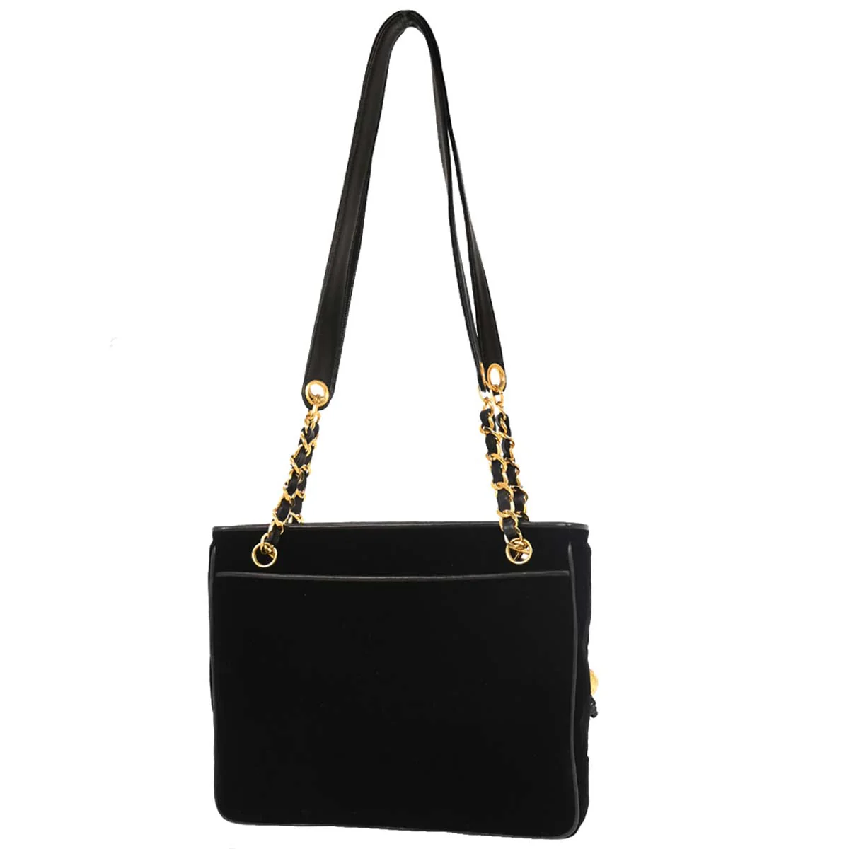 Chanel 1991-1994 Black Velvet Shoulder Tote Bag - Image 2