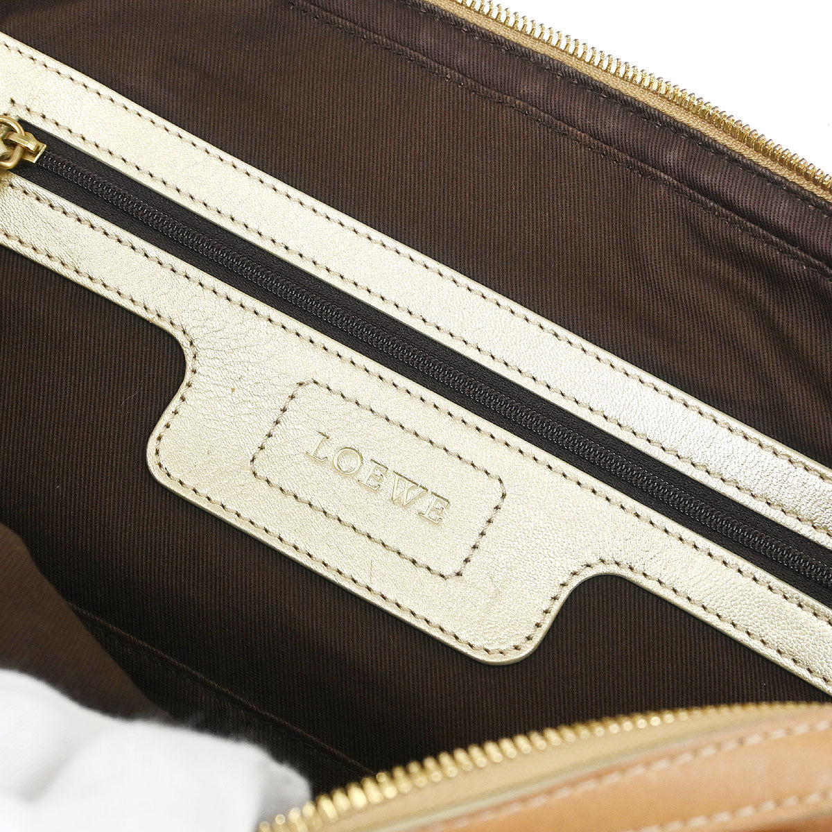 Loewe * Blue Beige Nylon Leather Handbag - Image 10