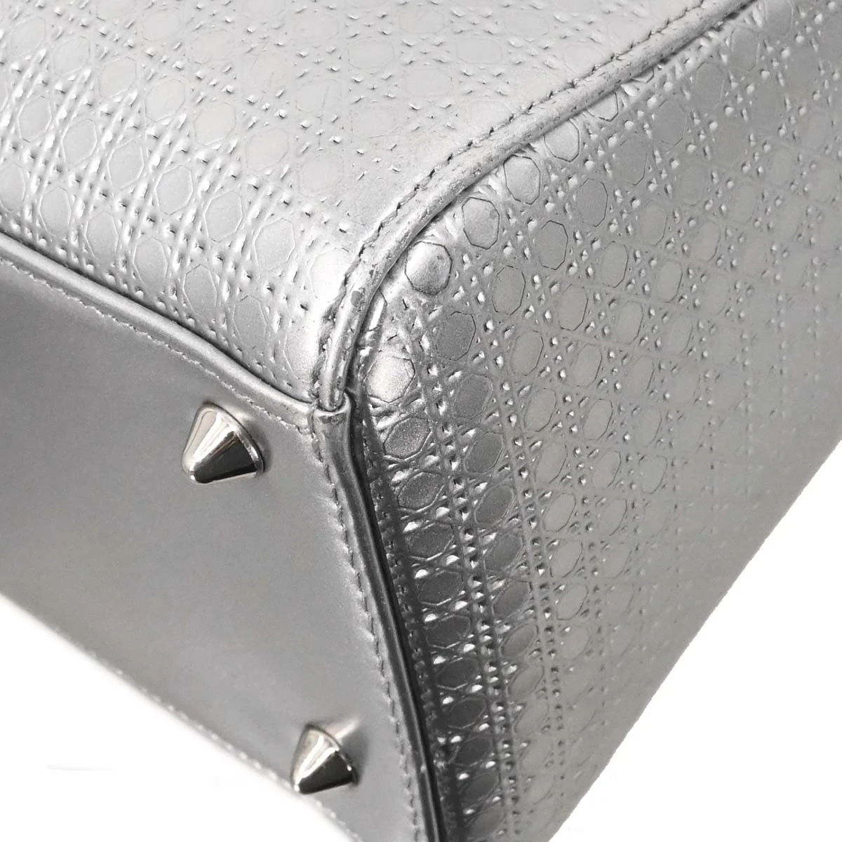Christian Dior Silver Leather Medium Lady Dior Cannage 2way Shoulder Handbag - Image 14
