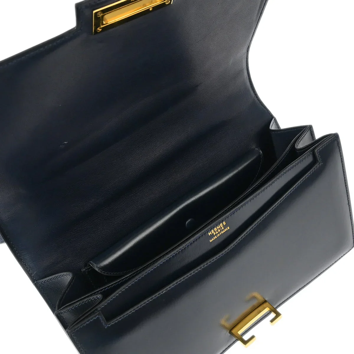 Hermes Blue Indigo Box Calf Olympie Shoulder Bag - Image 7