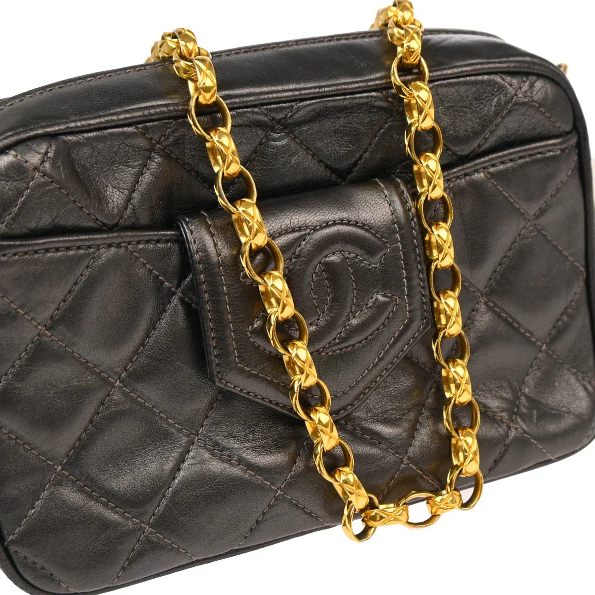 Chanel 1989-1991 Gray Lambskin Camera Bag Mini - Image 3