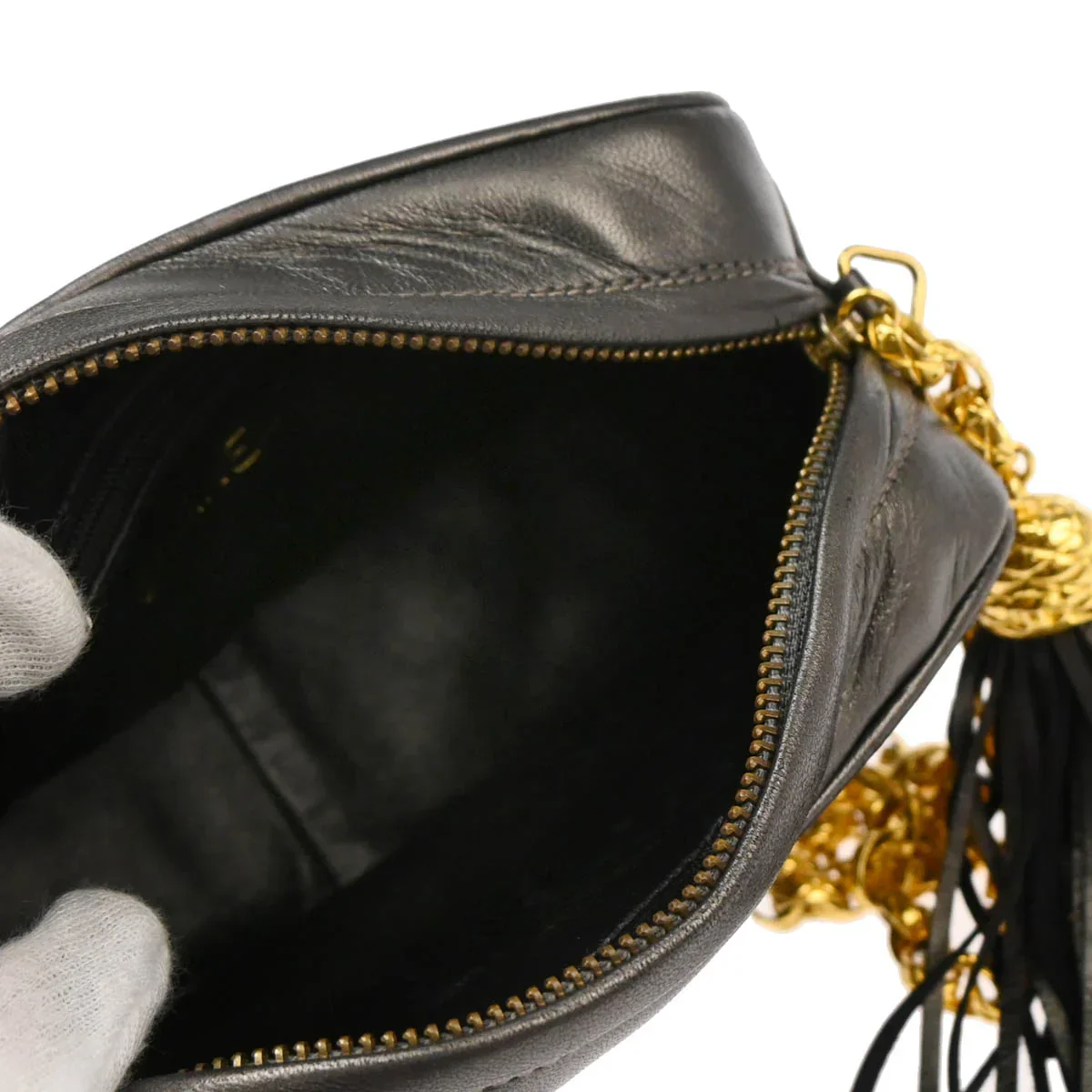 Chanel 1989-1991 Gray Lambskin Camera Bag Mini - Image 4