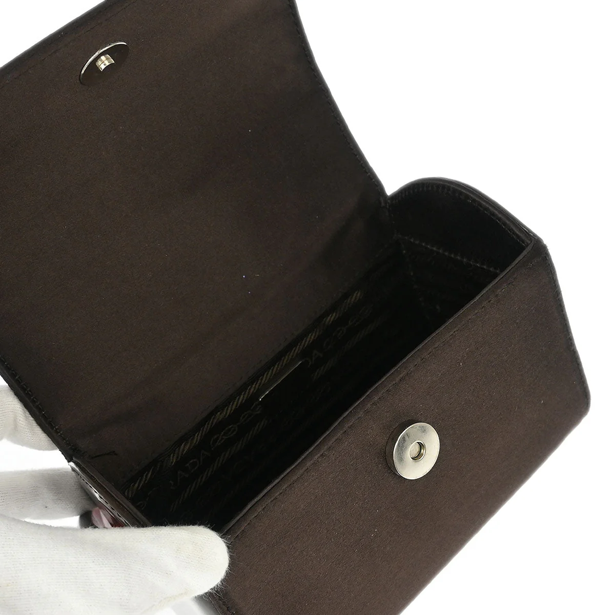 Prada Brown Satin Handbag - Image 8