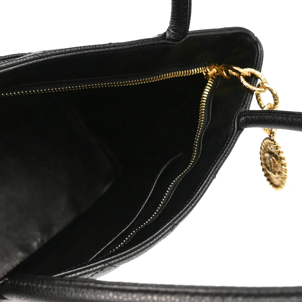 Chanel 2005-2006 Black Caviar Medallion Tote Handbag - Image 4