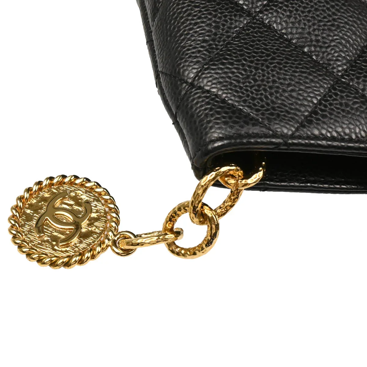 Chanel 2005-2006 Black Caviar Medallion Tote Handbag - Image 7